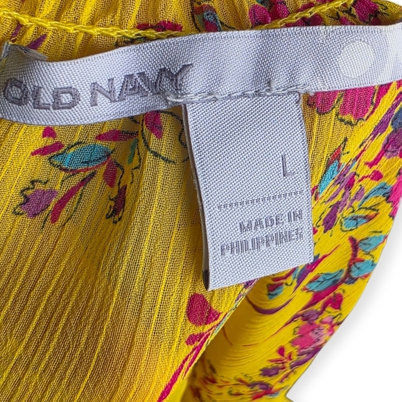 Old Navy Sheer Floral Peasant Top, Yellow, Size Large - Picture 8 of 8